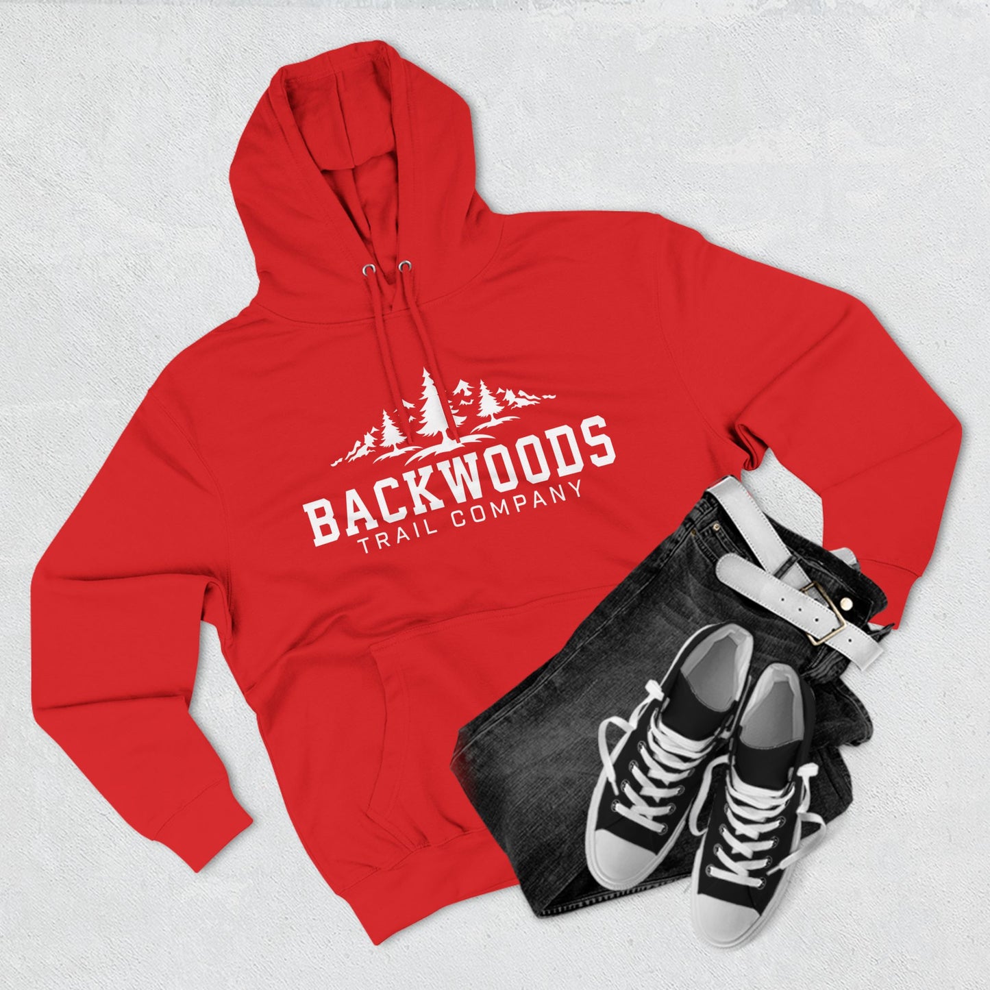 Backwoods Trail Company Three-Panel Fleece Hoodie (White Logo)