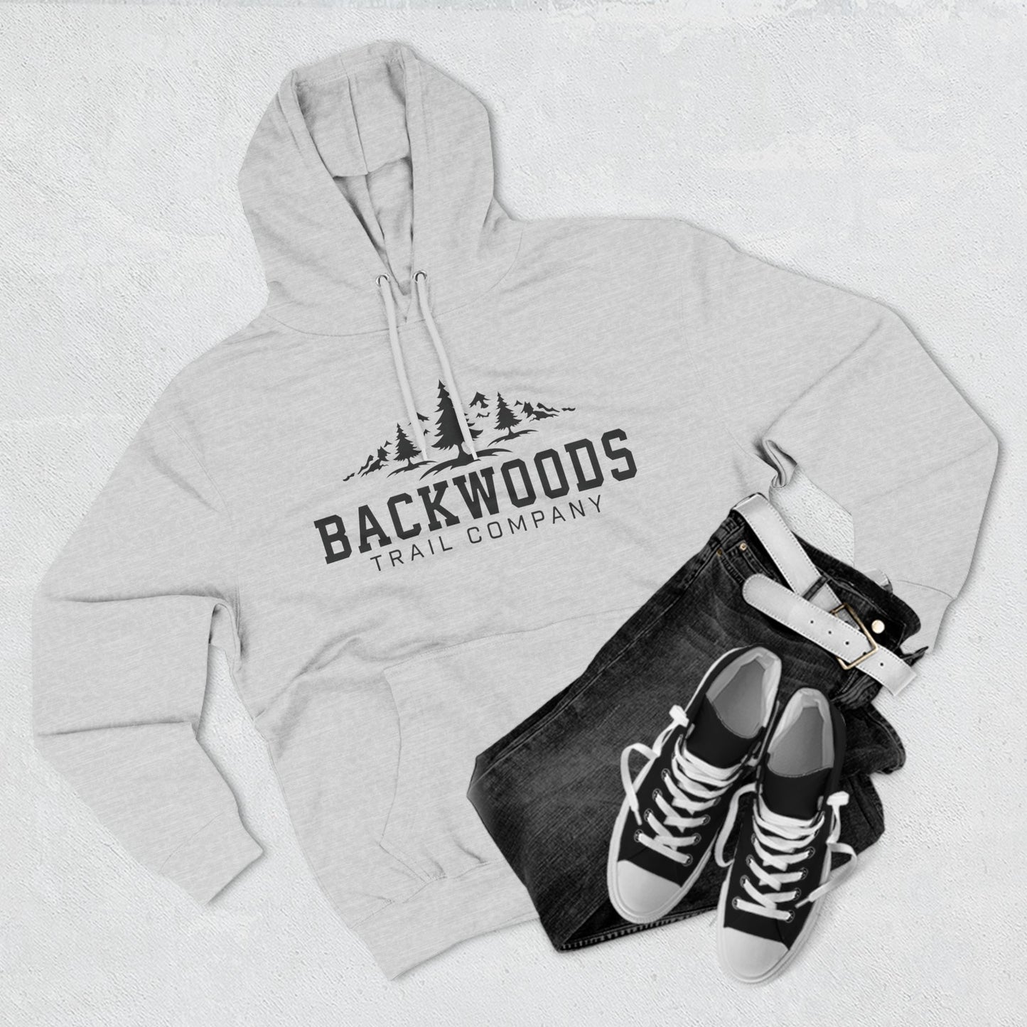 Backwoods Trail Company Panel Fleece Hoodie (Black Logo)