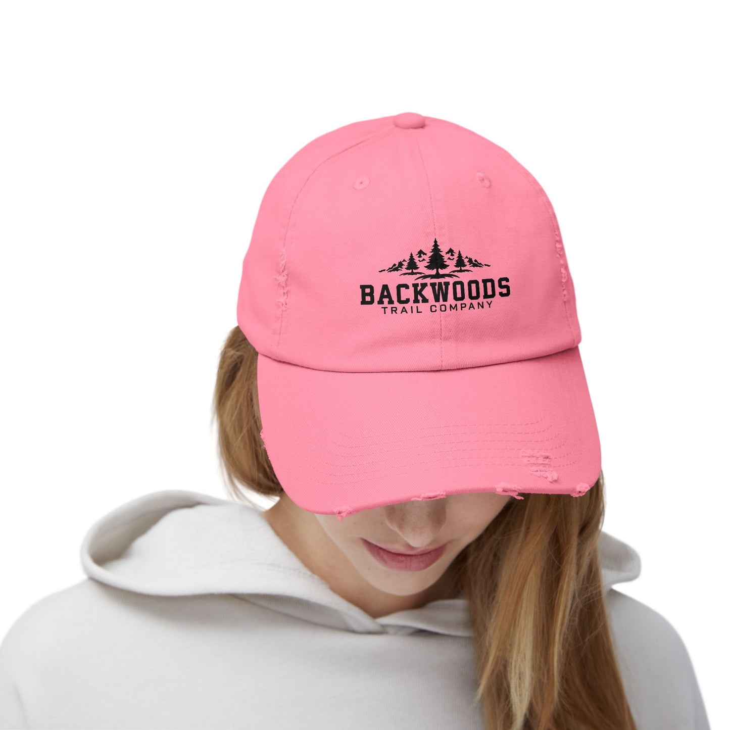 Backwoods Trail Company Unisex Distressed Cap (Black Logo)