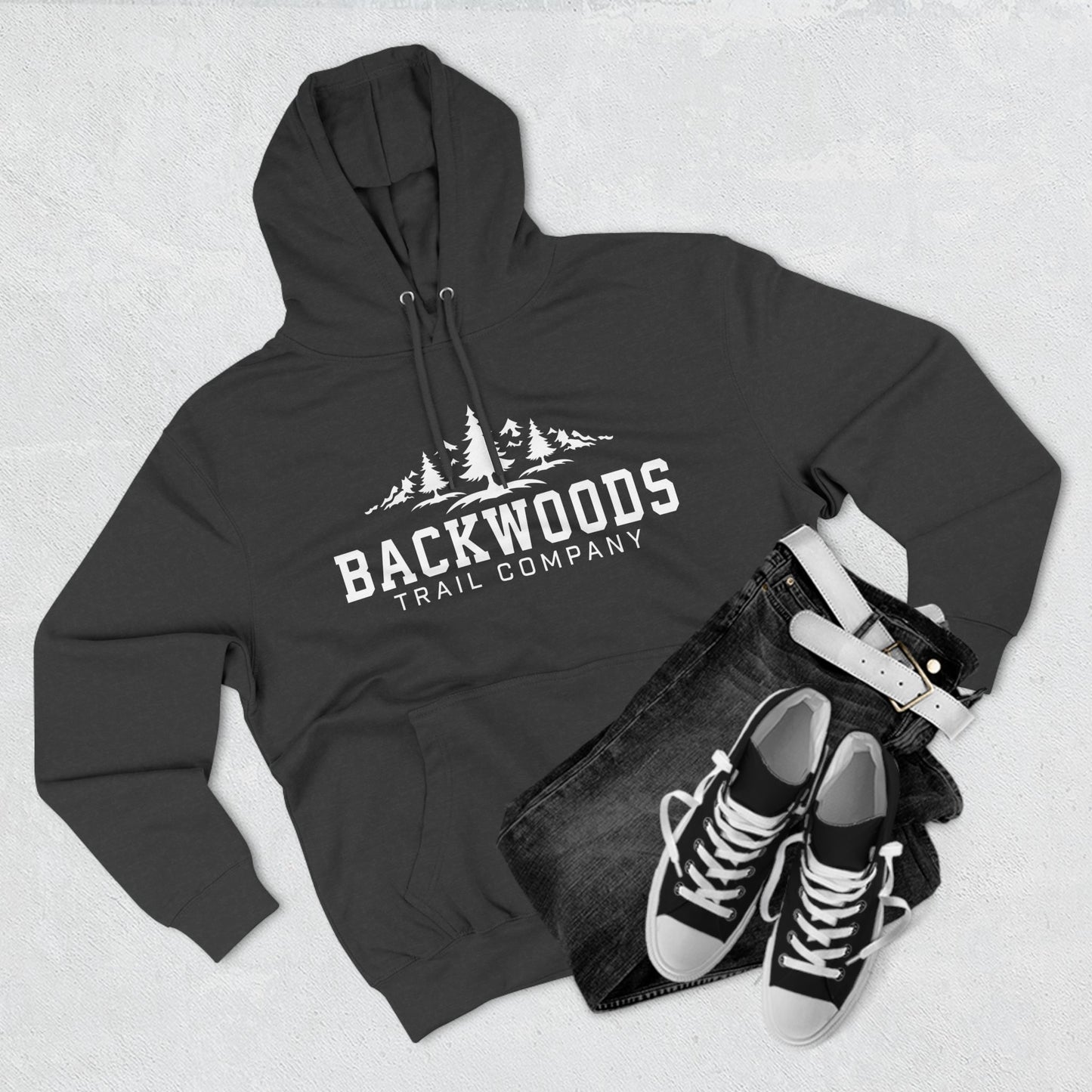 Backwoods Trail Company Three-Panel Fleece Hoodie (White Logo)