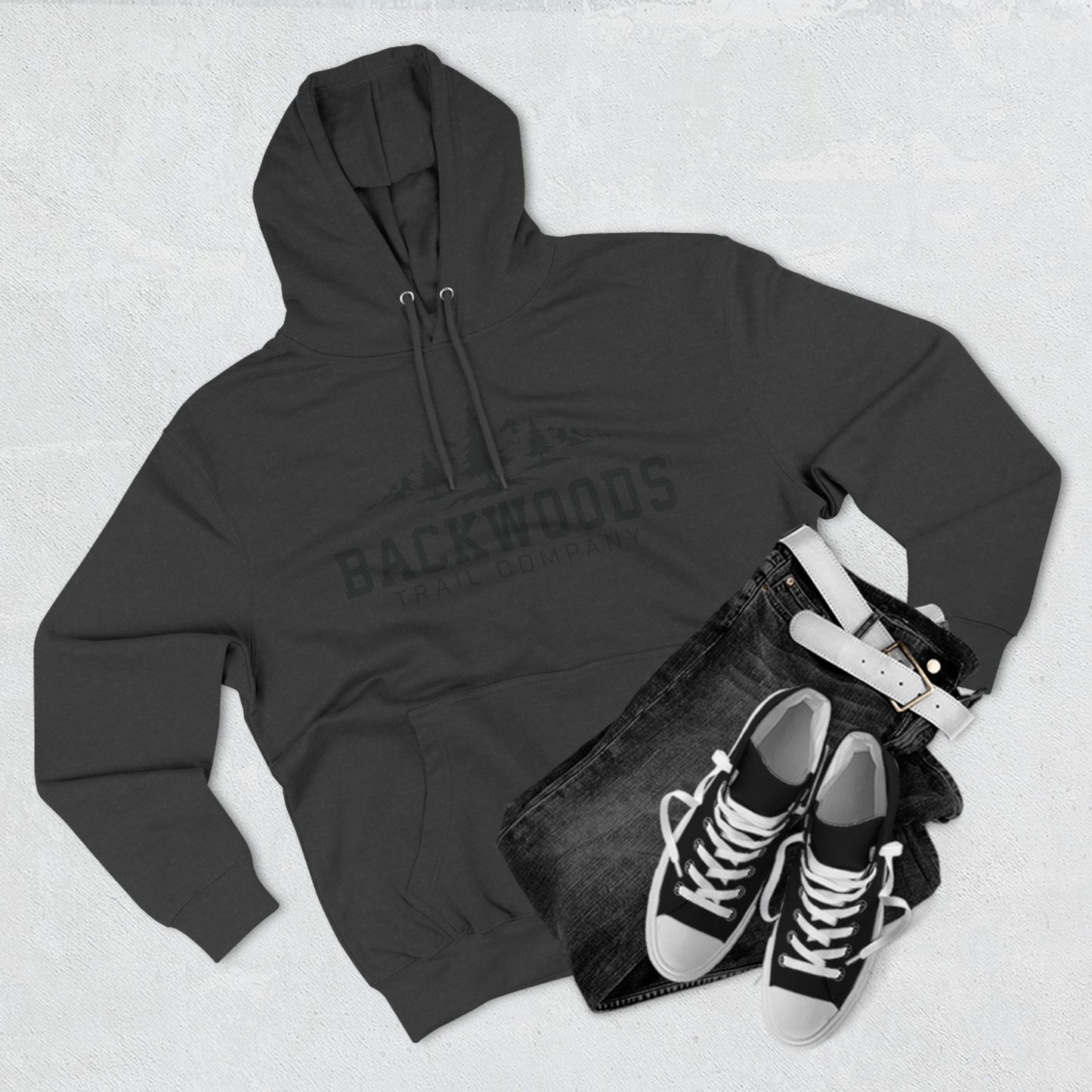 Backwoods Trail Company Panel Fleece Hoodie (Black Logo)