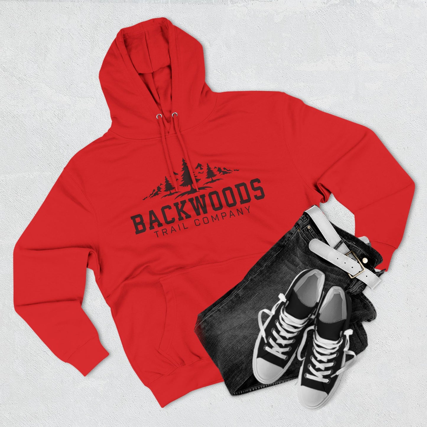 Backwoods Trail Company Panel Fleece Hoodie (Black Logo)