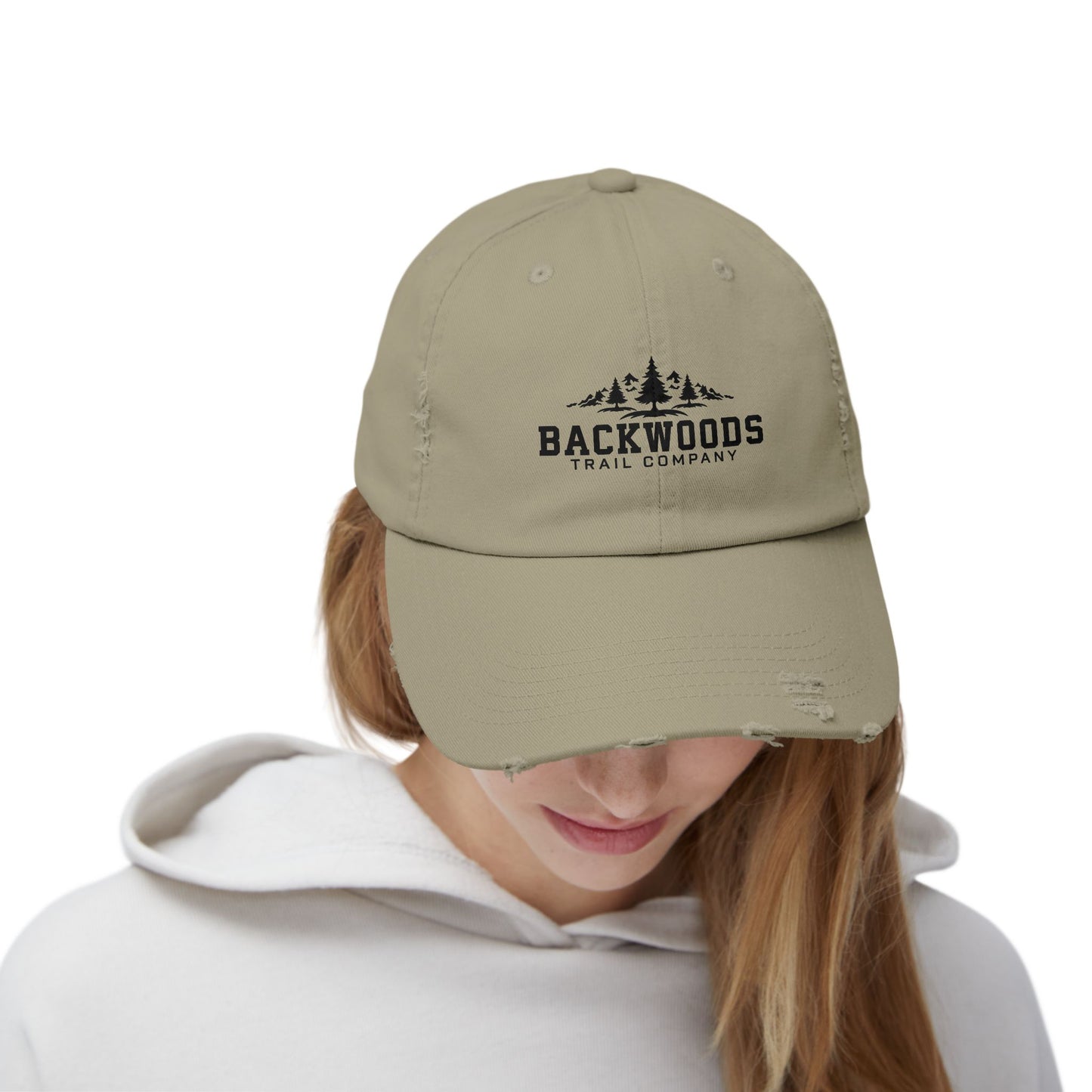 Backwoods Trail Company Unisex Distressed Cap (Black Logo)