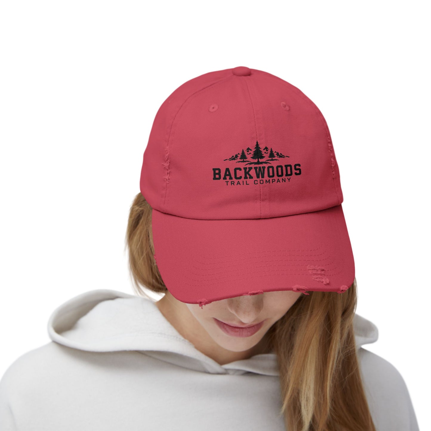 Backwoods Trail Company Unisex Distressed Cap (Black Logo)