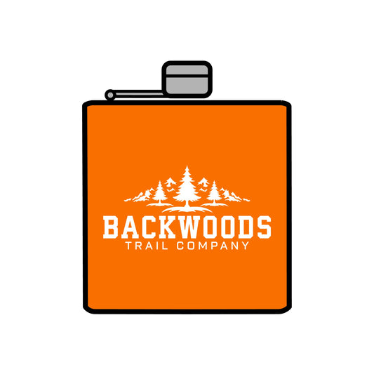 Backwoods Trail Company Steel Flask, 6oz (White Logo)