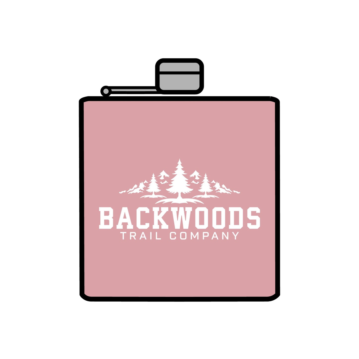 Backwoods Trail Company Steel Flask, 6oz (White Logo)