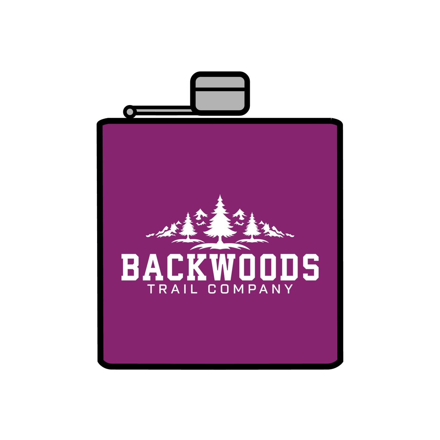 Backwoods Trail Company Steel Flask, 6oz (White Logo)