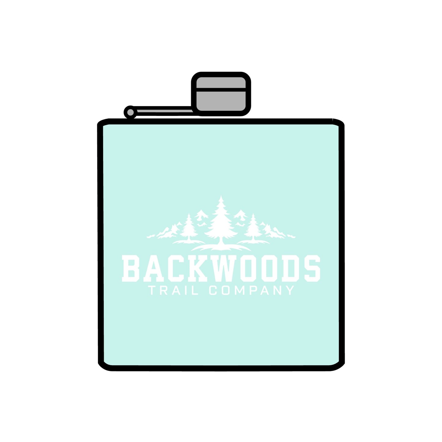 Backwoods Trail Company Steel Flask, 6oz (White Logo)