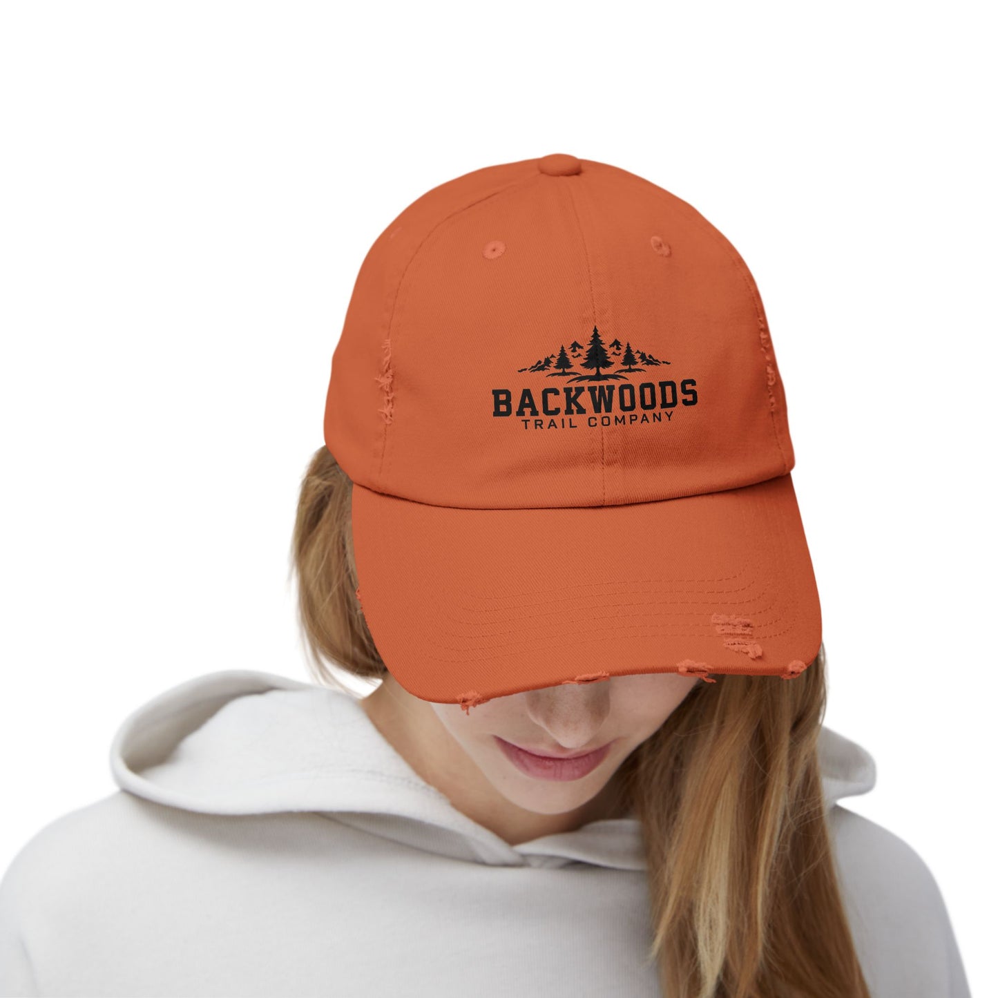 Backwoods Trail Company Unisex Distressed Cap (Black Logo)