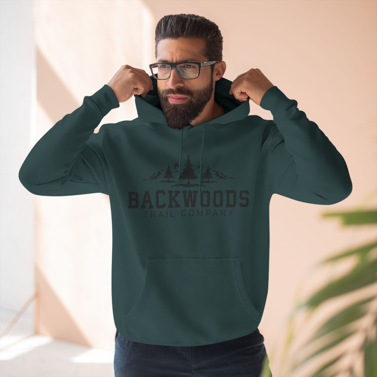 Backwoods Trail Company Panel Fleece Hoodie (Black Logo)