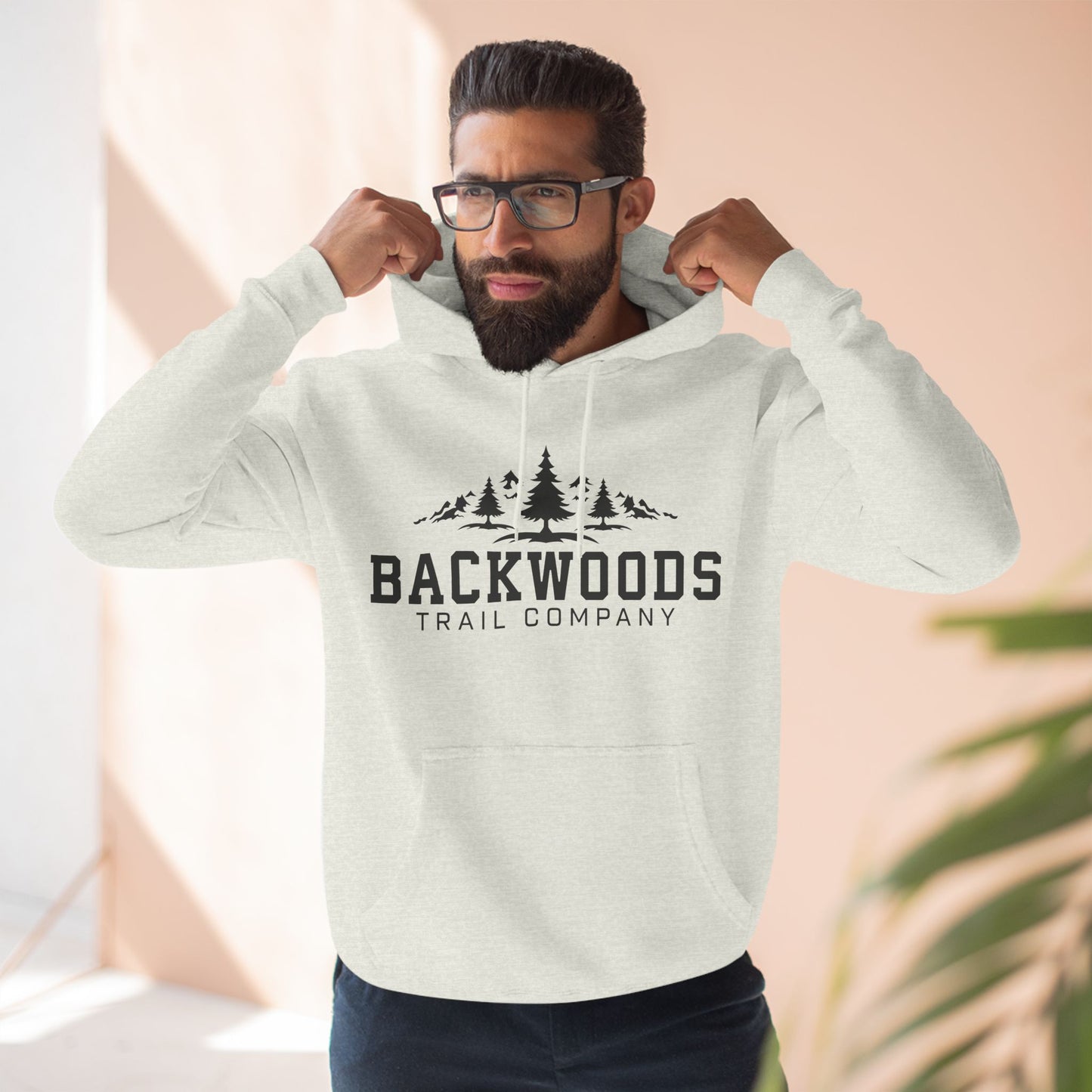 Backwoods Trail Company Panel Fleece Hoodie (Black Logo)