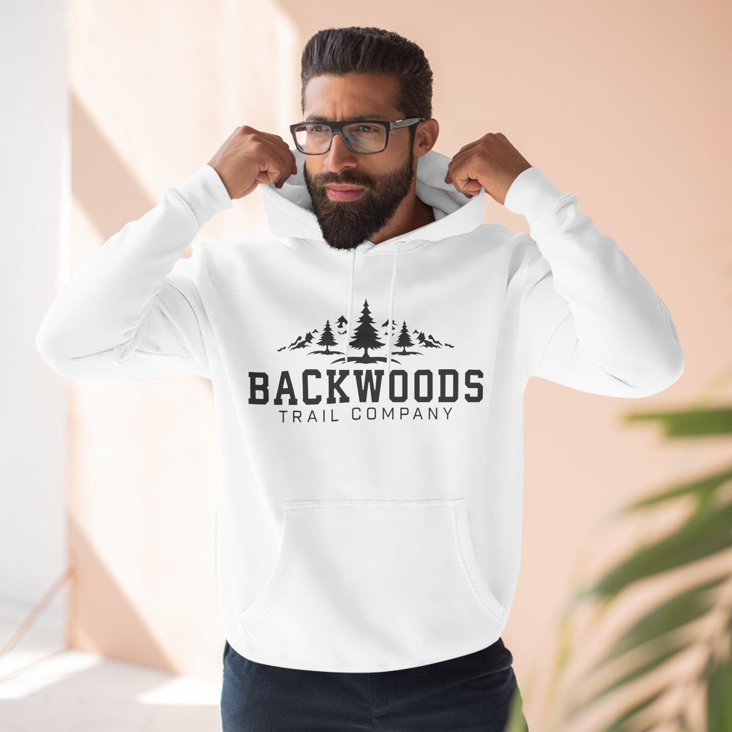 Backwoods Trail Company Panel Fleece Hoodie (Black Logo)