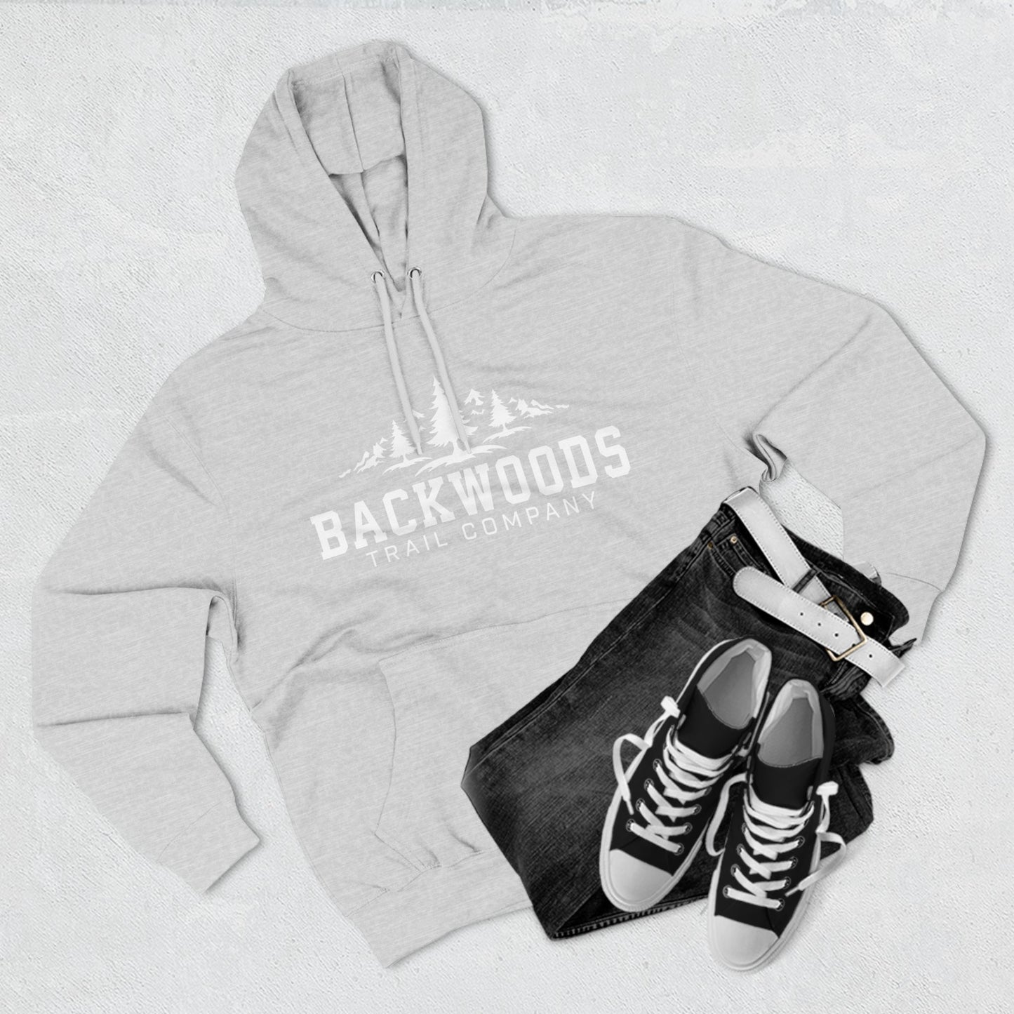 Backwoods Trail Company Three-Panel Fleece Hoodie (White Logo)