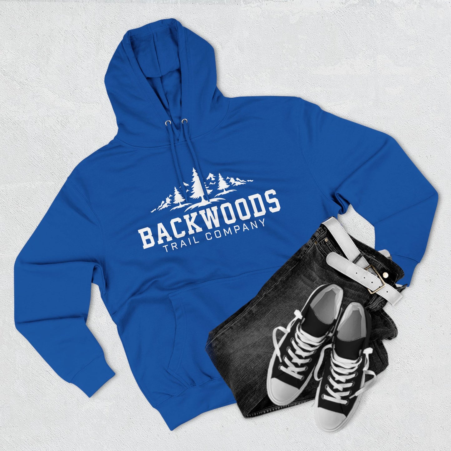 Backwoods Trail Company Three-Panel Fleece Hoodie (White Logo)