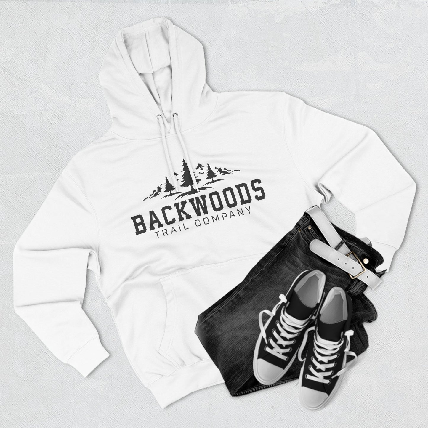 Backwoods Trail Company Panel Fleece Hoodie (Black Logo)