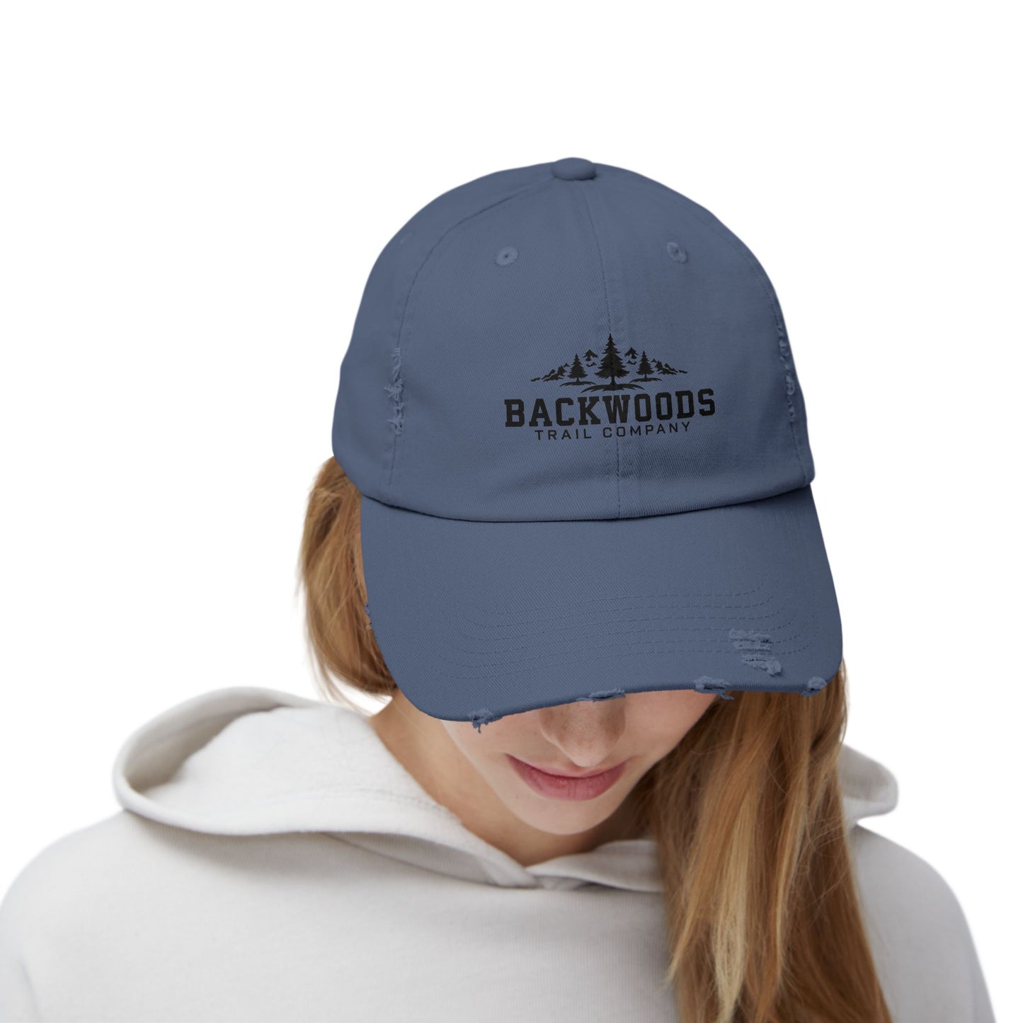 Backwoods Trail Company Unisex Distressed Cap (Black Logo)